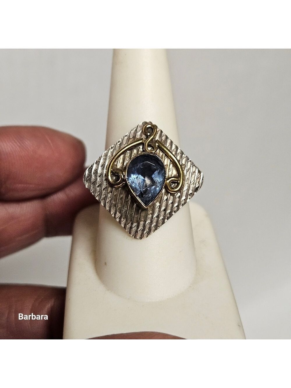 Vintag 925 Sterling & Topaz Ring, Size 8.25